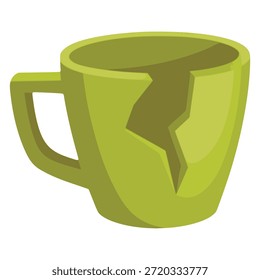 Diseño de Plantilla de Ilustración vectorial de color plano de bebida de taza de café verde roto