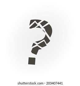 Broken grey question mark concept on gradient background illustration