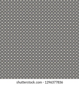 Broken grid pattern consisting of rows of small geometric shapes and dots. Textile print. Tile. Wall paper. Vector illustration.