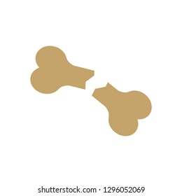 Broken in half bone vector icon, pet dog, forensics icon color