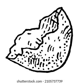 Broken halved quail egg shell. Vintage vector engraving black illustration. Isolated on white background. Hand drawn design