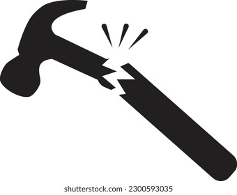 broken hammer icon on white background. broken equipment sign. flat style.