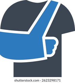 Broken hand icon on white background