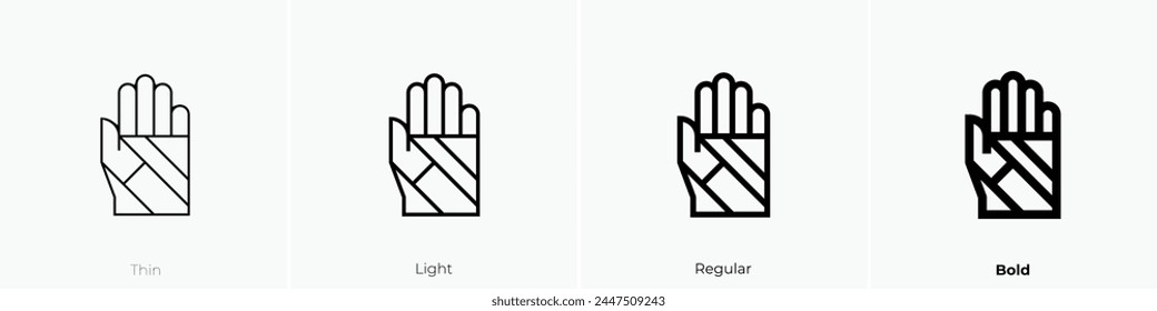 broken hand icon. Thin, Light Regular And Bold style design isolated on white background