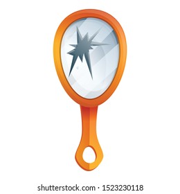 Broken hand mirror icon. Cartoon of broken hand mirror vector icon for web design isolated on white background svg
