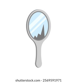 Broken hand mirror icon. Silver gray mirror. Vector illustration.