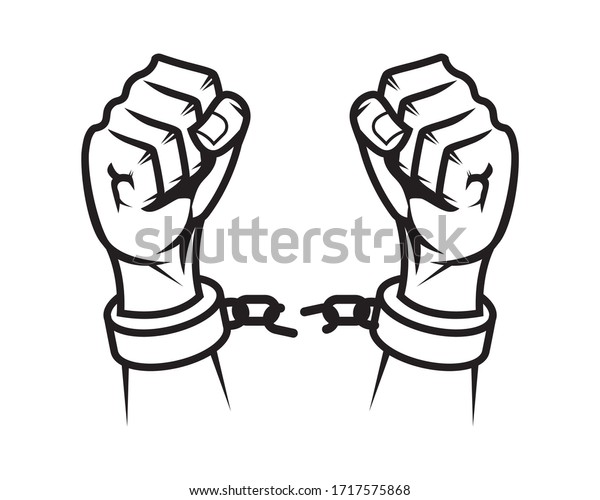 Broken Handcuff Symbol Freedom Silhouette Style Stock Vector (Royalty ...