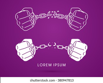 Broken Handcuffs For Freedom Graphic Vector.