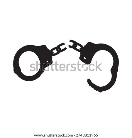 Broken handcuffs symbolize freedom escape and the end of restriction
