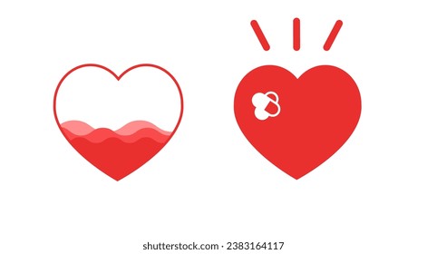 broken and happy heart icon vector, romantic love heart icon