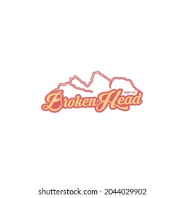 broken head coastal logo in retro style. can be used as a surf logo.