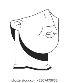 Broken head sculpture line art vector cartoon icon. Fragmentary colossal head. Editorial, magazine spot illustration black and white. Outline object isolated on white. Editable 2D simple drawing