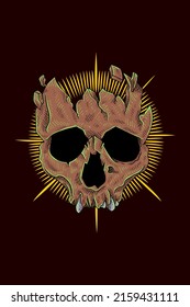 Broken head skull vector illustration