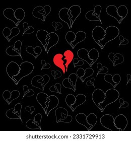 broken hear vector background in red black backgrounds