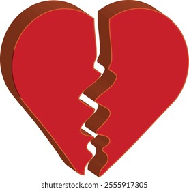 Broken Heart 3D Models.on white background