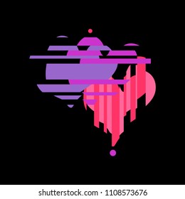 Broken heart in abstract composition.