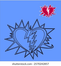 broken heart abstract icon vector