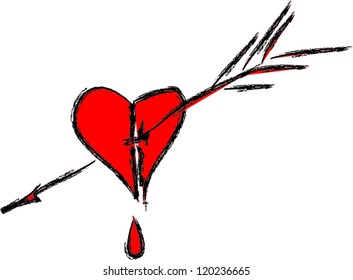 a broken heart and arrow