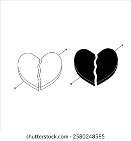broken heart with the arrow