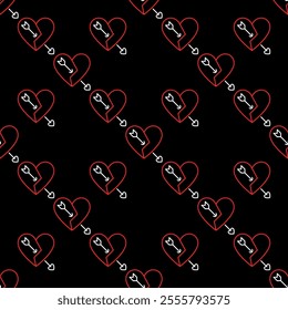 Broken Heart with Arrow vector Lost Affection seamless pattern or Heartache design