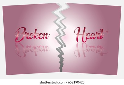 Broken Heart art and word for Abstract Background Vector art and Illustration