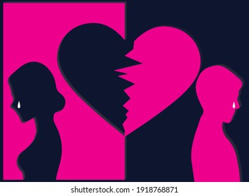 broken heart, bad day concept, vector