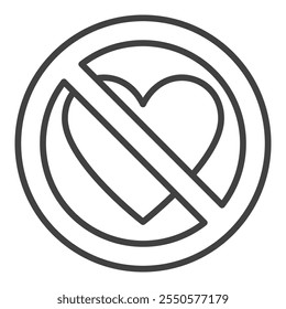 Broken Heart Ban vector Emotional Pain concept linear icon or symbol