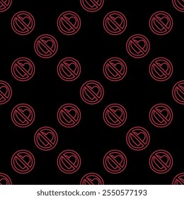 Broken Heart Ban vector Emotional Pain concept linear seamless pattern