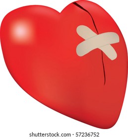 Broken heart with the bandage