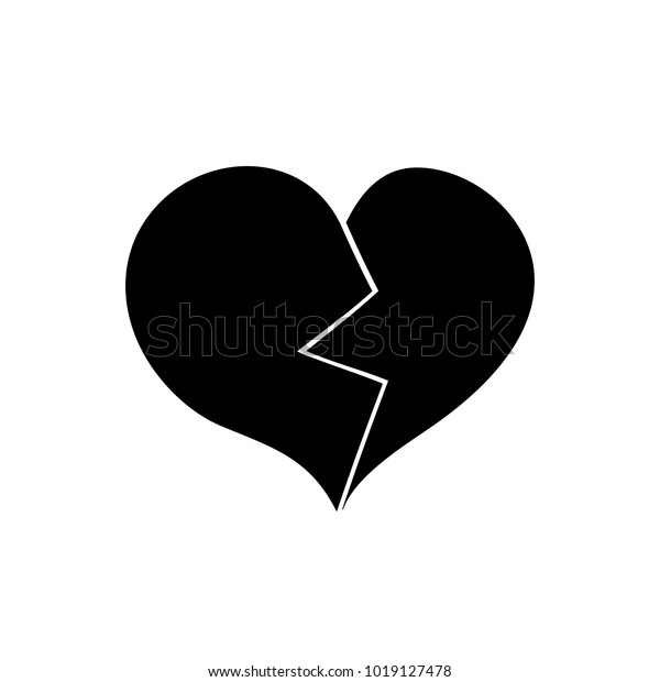 Broken Heart Black Icon On White Stock Vector Royalty Free