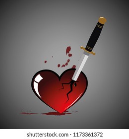 Broken Heart Blood Dagger Vector Illustration Stock Vector (Royalty ...