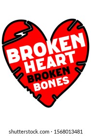 broken heart broken bones,t-shirt design fashion vector