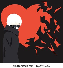 
Ilustración vectorial Kaneki de Heart Boy Broken