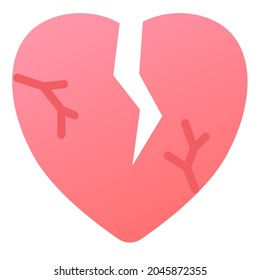 relación de ruptura o corazón roto un único icono aislado con estilo suave