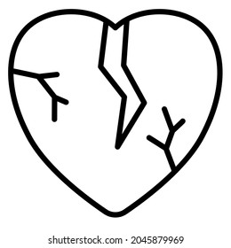 broken heart or break relationship single isolated icon with outline style
