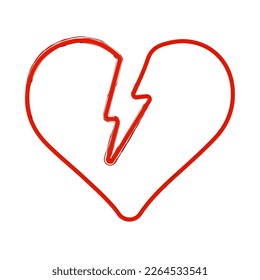 pincel cardíaco roto sobre fondo blanco, ilustración vectorial.