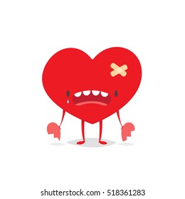 Broken heart cartoon character vector