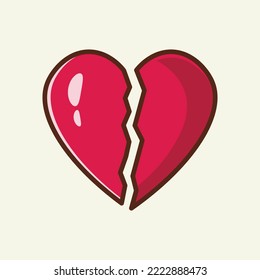 Broken heart cartoon icon vector illustration