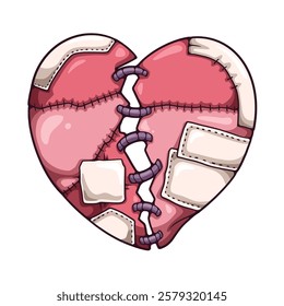 broken heart cartoon illustration style