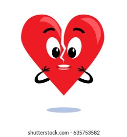 Broken heart. Cartoon vector illustration.