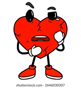 broken heart character illustration hand drawn isolated vector