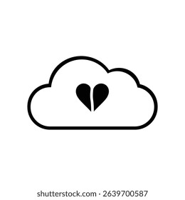 Broken heart in cloud icon, symbolizing sadness and emotional pain.