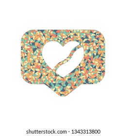 Broken heart in cloud notification, dislike. Social icon. Colored mosaic with polygons