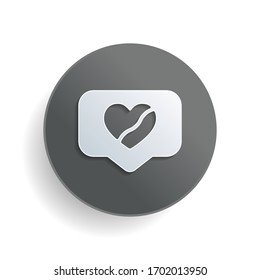 Broken heart in cloud notification, dislike. Social icon. White paper symbol on gray round button or badge with shadow