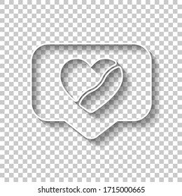 Broken heart in cloud notification, dislike. Social icon. White outline sign with shadow on transparent background