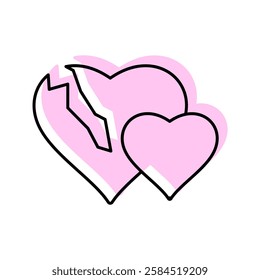 Broken Heart color shadow thinline icon, vector, pixel perfect, illustrator file