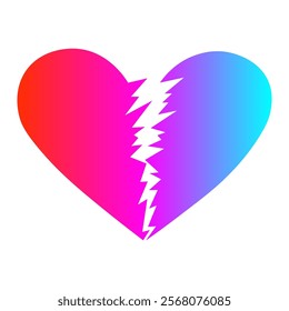 Broken heart, colorful gradient symbol, vector illustration.