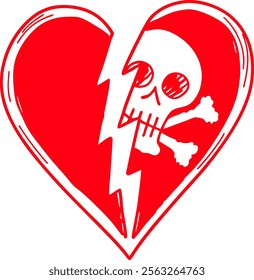 Broken heart concept with broken heart isolated on transparent background.
