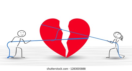 Broken heart connect a couple - stock vector