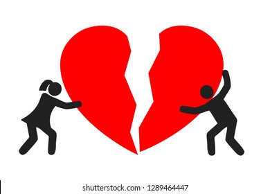 Broken heart connect a couple - vector